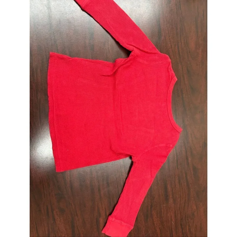 Gap Boys Red Waffle Weave Thermal Long Sleeve Tee Size 3T